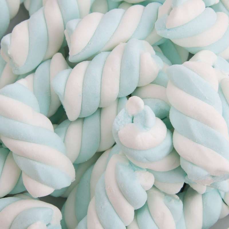 Buy Marshmallows Blue & White Twist 1kg Online Lolly Warehouse