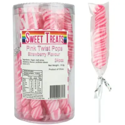 Lollipops Twist Pops Pink 24 Pcs
