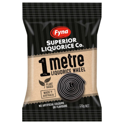 Licorice Wheel Black 1 Metre Fyna 120g