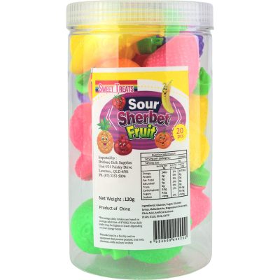 Sour Sherbet Fruits 20 Pcs Jar BBS