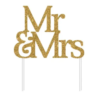Cake Topper Mr & Mrs Gold