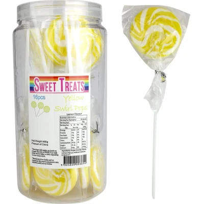 Lollipops Swirl Pops Yellow 16 Pcs