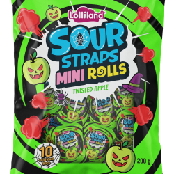 Halloween Sour Straps Mini Rolls 10 Pack